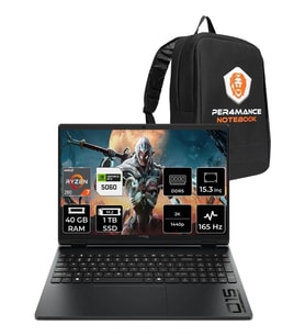 HP Hyperx Omen 15 Ryzen 7 260 RTX5060 8gb 40GB Ram 1tb SSD 15.3" Fhd+ 165Hz Freedos D2QV9EAPN323 Gaming Laptop + Per4 Çanta