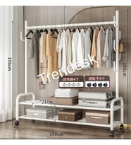 TRENDESK Metal Siyah / Beyaz  Portmanto Konfeksiyon Askısı Ayaklı Askılık Elbise Askılığı  155*150 cm