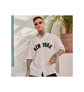 Siyah Oversize Unisex Ny Nakışlı Gömlek