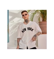 Siyah Oversize Unisex Ny Nakışlı Gömlek