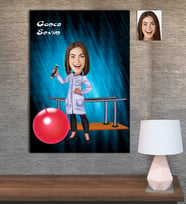 Kişiye Özel Karikatür Baskılı Ahşap Tablo Fizyoterapist Kadın-1 30x40