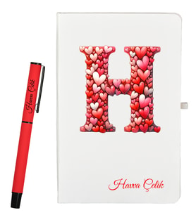 Kişiye Özel Sevgiliye Hediye Defter ve Kalem Hediye Seti