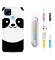 Realme C11 C21 C21Y C25Y C11 2021 Kılıf Kablo Koruma Spiral Silikon Sevimli Panda 1794