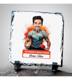 Kişiye Özel Hediye Karikatürlü En Yakışıklı Masa Tenisçisi Dekoratif Taş