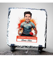 Kişiye Özel Hediye Karikatürlü En Yakışıklı Masa Tenisçisi Dekoratif Taş
