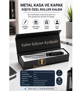Özel Kutulu Roller Kalem Titanyum Renk Kişiye Özel İsimli