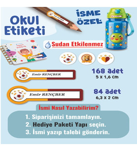 Okul Etiketi Kalem Defter Etiketi Sarı Kırmızı Takım Temalı Özel İsim Yazılabilen Etiket - 252Adet