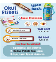 Okul Etiketi Kalem Defter Etiketi Sarı Kırmızı Takım Temalı Özel İsim Yazılabilen Etiket - 252Adet