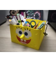 3D Baskı Sevimli Kare Deniz Süngeri Figürlü Kalemlik - Masaüstü Organizer