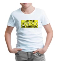 May the Fourth Be With You with Lightsaber Beyaz Çocuk Tshirt