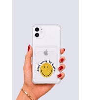 iPhone 11 Kartlıklı Gülücük Desenli Kılıf - HUOBPS9287-3897