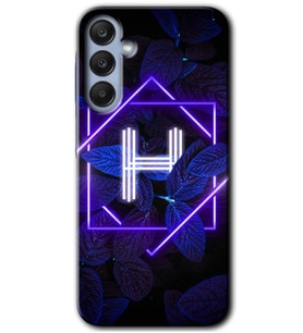Galaxy A25 Kılıf HD Desen Baskılı Kılıf - Dark Neon Yaprak H Harfi