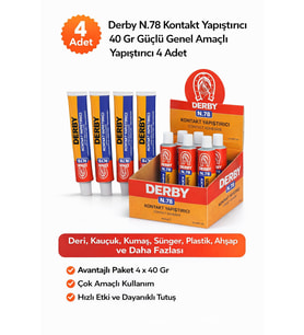 Derby N.78 Kontakt Yapıştırıcı 40 Gr Güçlü Genel Amaçlı Yapıştırıcı 4 Adet