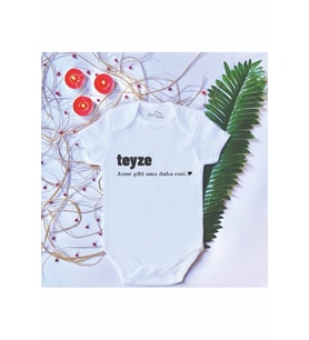Unisex Bebek Baskılı Teyze %100 Pamuklu Çıtçıtlı Body Zıbın