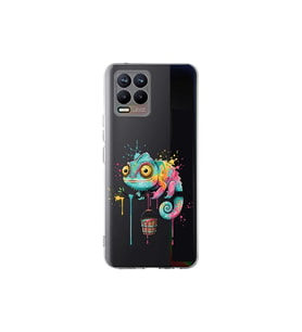 Realme 8 ile Uyumlu Splash Bukalemun Tasarımlı Şeffaf Silikon Kılıf