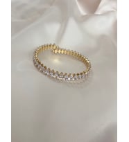 Tam Tur Taşlı Zirkon Çelik Gold Bileklik