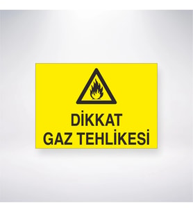 Dikkat Gaz Tehlikesi 21x28 Arkası Yapışkanlı Levha