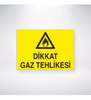 Dikkat Gaz Tehlikesi 21x28 Arkası Yapışkanlı Levha