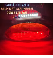 4 Adet Gabari Led Balık Sırtı Dorse Lambası Kırmızı-beyaz 12-24 V (Sarı-Kırmızı)