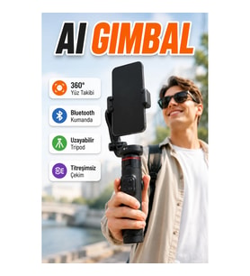 360° AI Yüz Takipli Gimbal Selfie Stick – Uzayabilir Tripod ve Bluetooth Kumanda