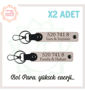Pudra, İsme Kişisel, Enerji Ve Dengeli, Özel Hediyelik 2'li Anahtarlık Set 520 741 8 Numara Enerji (Çok Renkli)