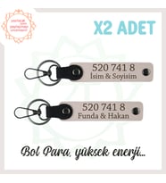 Pudra, İsme Kişisel, Enerji Ve Dengeli, Özel Hediyelik 2'li Anahtarlık Set 520 741 8 Numara Enerji (Çok Renkli)