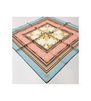 Mandala Desen Black Seri Twill Eşarp Eşarp Askısı ile Birlikte 90x90 cm Açık Mav