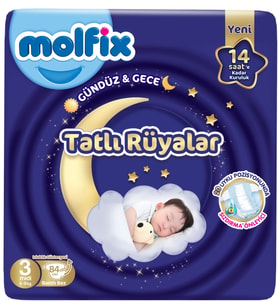 Molfix Tatlı Rüyalar Bebek Bezi 3 Beden 4-9 KG Midi 84 Adet Fırsat Pk