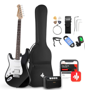 Donner DST-100BL Amfili Solak Elektro Gitar Seti (Siyah)