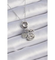 316L Çelik Gümüş Renk Zirkon Taş Detay Kalp Model Charm Kadın Kolye 5886 - SSSSSS2647-8056