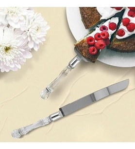Kristal Saplı Pasta Servis Seti Spatula Bıçak Ikili Set