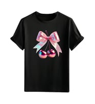 Kiraz  Görselli  Unisex (Cherry Tshirt) Tişört (Siyah)