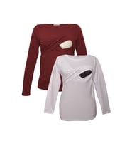 LuvmaBelly MYRA2703_2708 Emzirme tshirt seti (Kırmızı-Beyaz)