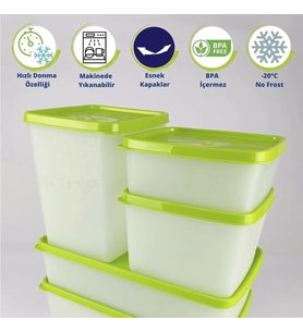 Hobby Life Alaska Derin Dondurucu Saklama Kabı 6'lı Set 9.5 Litre - BPA (Yeşil)
