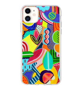 PrintiFy Apple  iPhone 11 ile Uyumlu 1mm Slim Fit Retro Renkler 6 Baskılı Şeffaf  Kılıf
