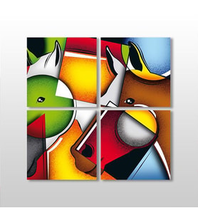 Renkli Atlar Kanvas Tablo 60x60cm (Karışık)