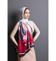 Çiçekli Desen Pavia Seri Şal Eşarp Askısı ile Birlikte 90X200 cm Bordo-90X200