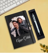 Kişiye Özel Fotoğraflı Defter & Kalem Hediye Seti (Siyah)