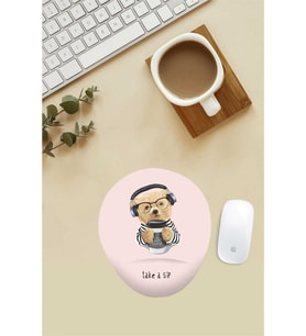 Kahve Sever Teddy Desenli Bilek Destekli Mouse Pad