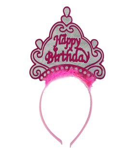 Happy Birthday Neon Pembe Renk Doğum Günü Tacı 24x15 cm