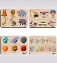 BK Toys Çocuklar İçin 4’lü Ahşap Figürlü Eğitici-Öğretici Yapboz Puzzle-3
