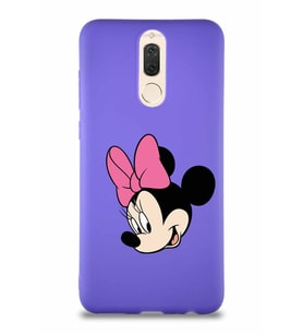 Huawei Mate 10 Lite Soft Premier Kapak Minnie Mouse-B Tasarımlı Silikon Kılıf - Mor (Şeffaf)