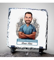 Kişiye Özel Hediye Karikatürlü En Başarılı Erkek Fizyoterapist Dekoratif Taş