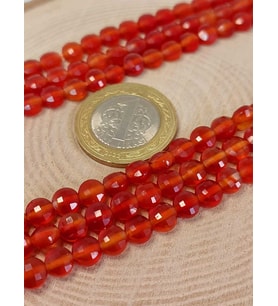 Akik Taşı YASSI Faset Kesim YARIM Dizi 6x4mm (42805) (18cm uzunluğundadır)