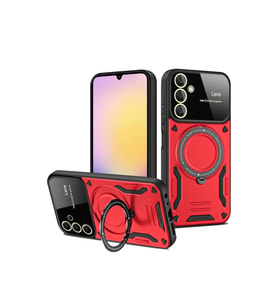 Samsung Galaxy A55 5g Kılıf Joy Lens Standlı Kapak - Kırmızı