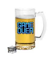 Game Over Baskılı Bira Bardağı - Oyun Bitti Baskılı Bira Bardağı (Şeffaf)