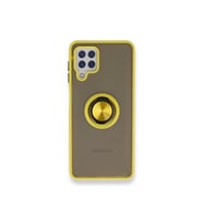 Çınarcık Dev Samsung Galaxy M32 Kılıf Montreal Yüzüklü Silikon Kapak - Sarı