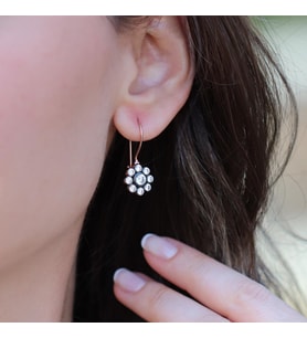 Çiçek Elmas Montür Rose Gold Gümüş Küpe