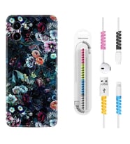 Vivo Y15S Y32 Y33S Y51 Y53S Kılıf Kablo Koruma Spiral Silikon Great Flowers 1304