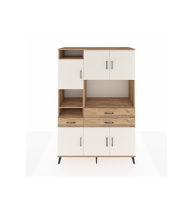 Hyperion Dolap 9 Raflı 3 Çekmeceli 6 Kapaklı 132x44x195 Çam-Aytaşı/Çam
